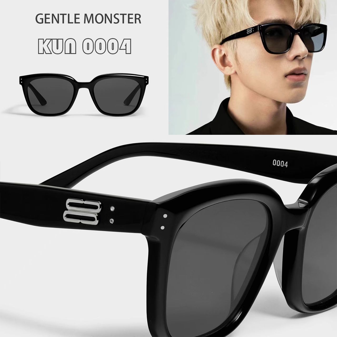 GENTLE MONSTER KUN 0004 ブラックサングラス GENTLE MONSTER × KUN 0004 01サングラス