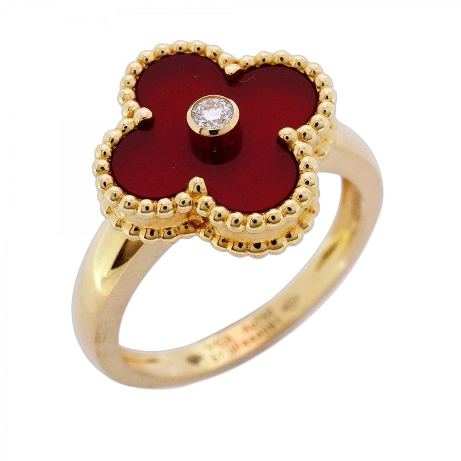 ヴァン クリーフ＆アーペル Van Cleef - Arpels ヴァンクリーフ＆アーペル リング アルハンブラ 1PD 18KYG イエローゴールド ダイヤモンド カーネリアン レッド ＃57レディース
