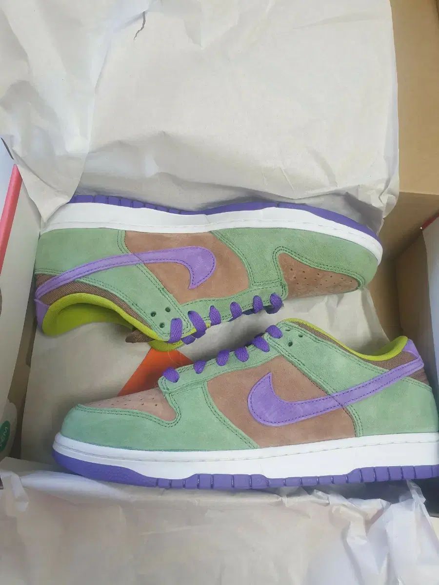 ナイキ ダンク ロー グリーン|パープル スウェード 270