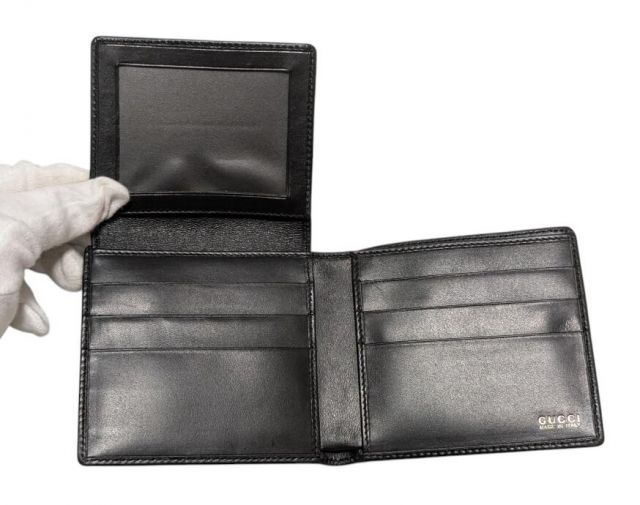 未使用 グッチ 財布 レザー 二つ折り オールドグッチ 札入れ ブラック