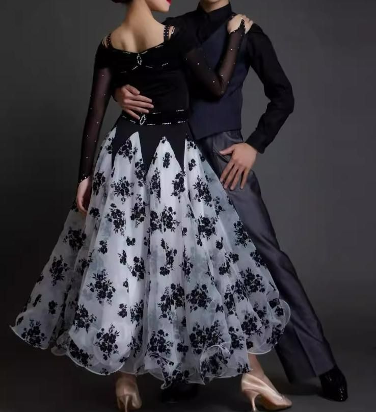 社交ダンスドレス モダンダンス 花プリント オーダーメイド - メルカリ