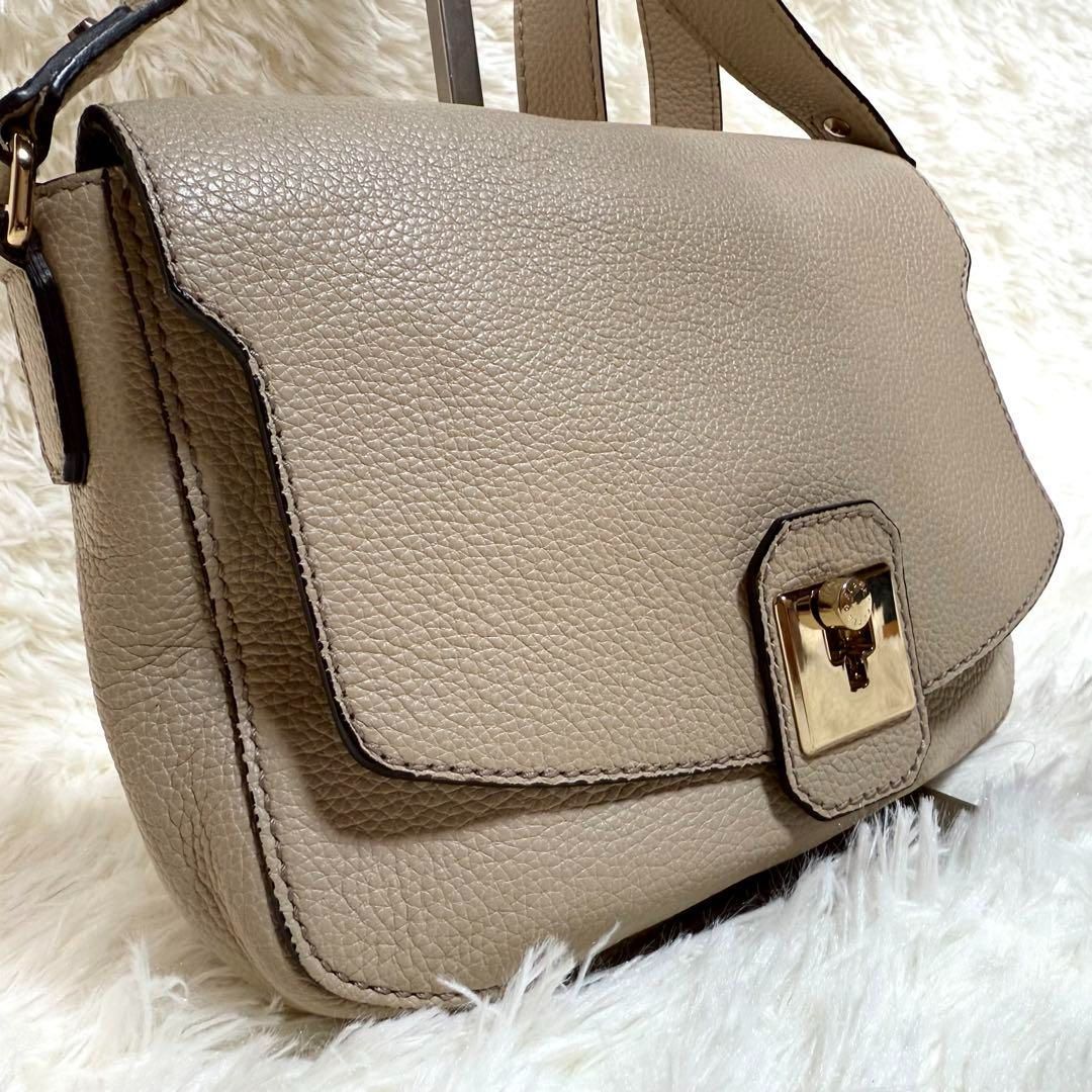 【美品】フルラ ショルダーバッグ チェーン レザー フラップ グレージュ Furla フルラ チェーン ショルダー バッグ グレージュ系【中古