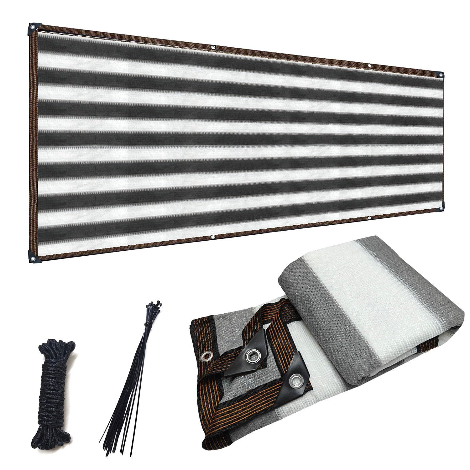 0.8M-10M_グレー-白 JIANLEI ベランダ目隠し 遮光ネット プライバシー保護 日よけシェード 厚みを増した 高密度ポリエチレン 通気性があり ベランダ 庭 目隠しシート 幅0.8M、0.9M、1M、長さ1.8M、2.5、3M、3.6M、4M、5M