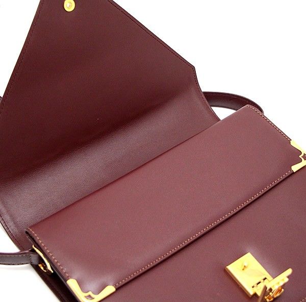 カルティエ　ショルダーバッグ　マストライン　フラップ　レザー　ボルドー MUST DE CARTIER カルティエ ショルダーバッグ マストライン