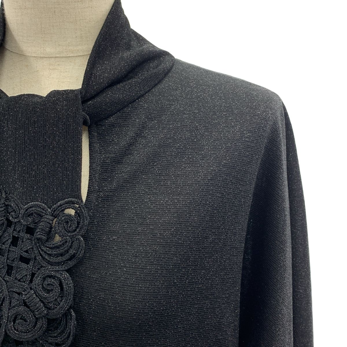 Christian Dior クリスチャンディオール ラメ レースタイ プルオーバー トップス 13 ブラック レディース