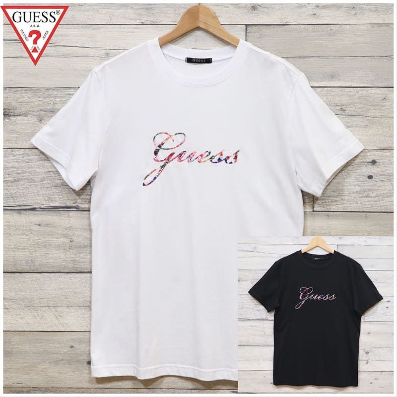 guess t セール シャツ 花 柄