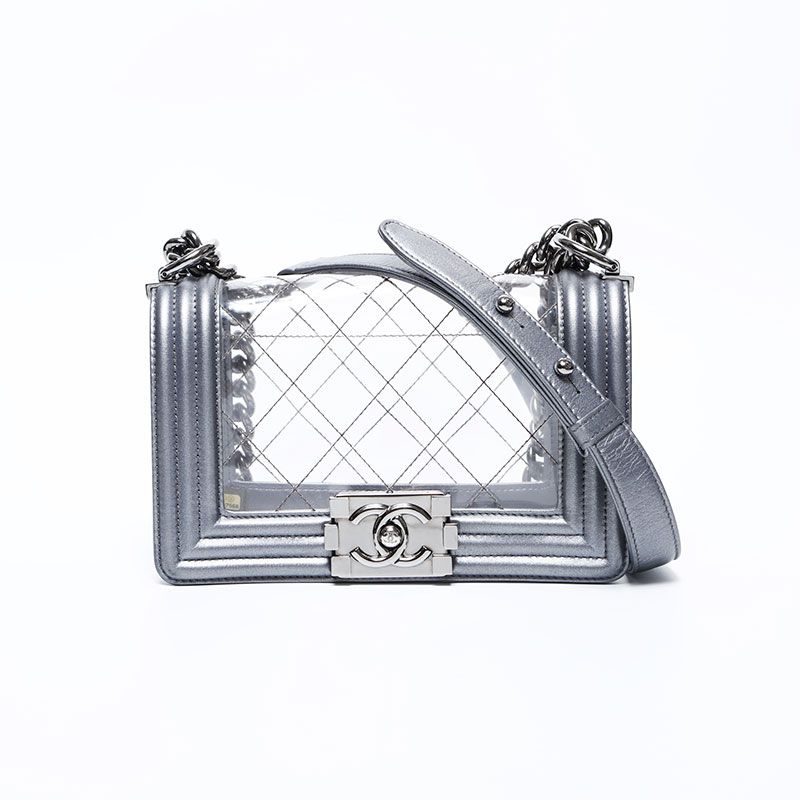 希少 CHANEL シャネル バッグ ショルダー クリア ボーイ PVC CHANEL シャネル ショルダーバッグ 18番台 ボーイシャネル