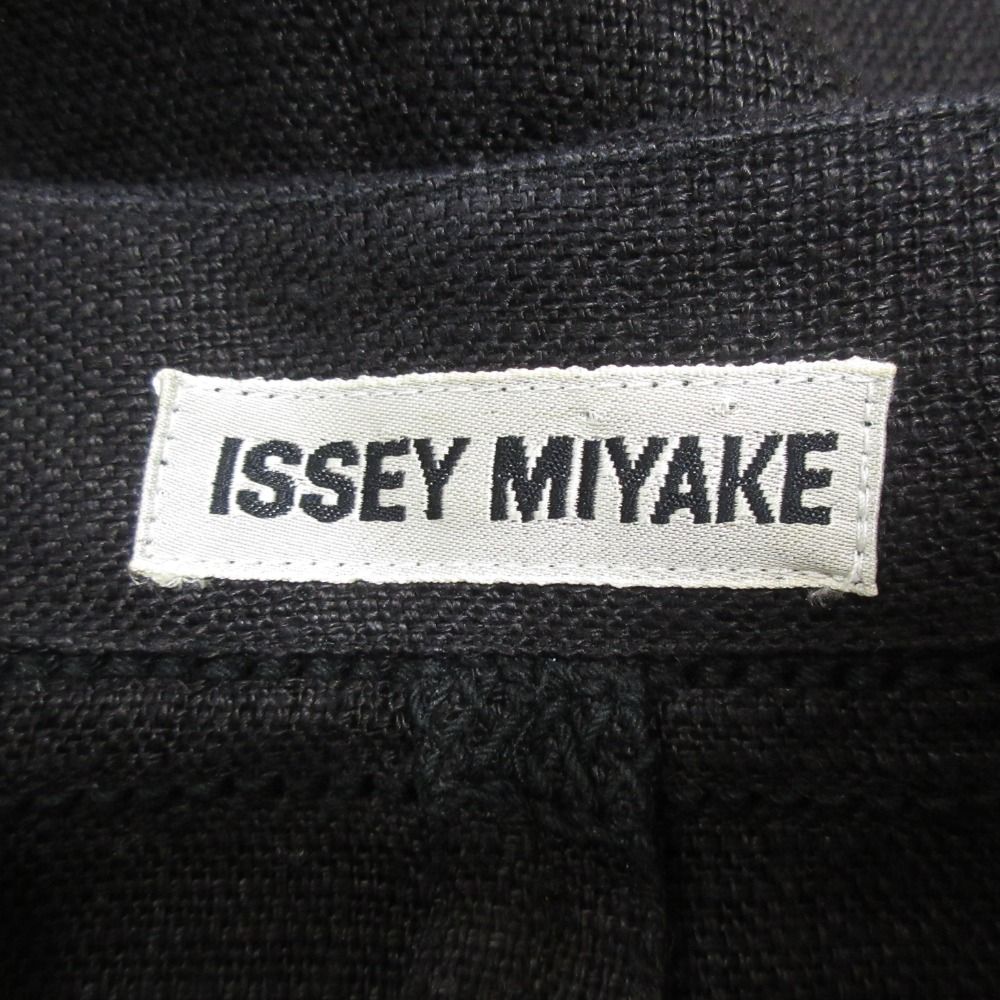 ISSEY MIYAKE - 美品 ISSEY MIYAKE イッセイミヤケ リネン100％ Vネック ノーカラージャケット Mサイズ ブラック レディース 古着 中古 USED ISSEY MIYAKE - 美品 ISSEY MIYAKE イッセイミヤケ リネン100