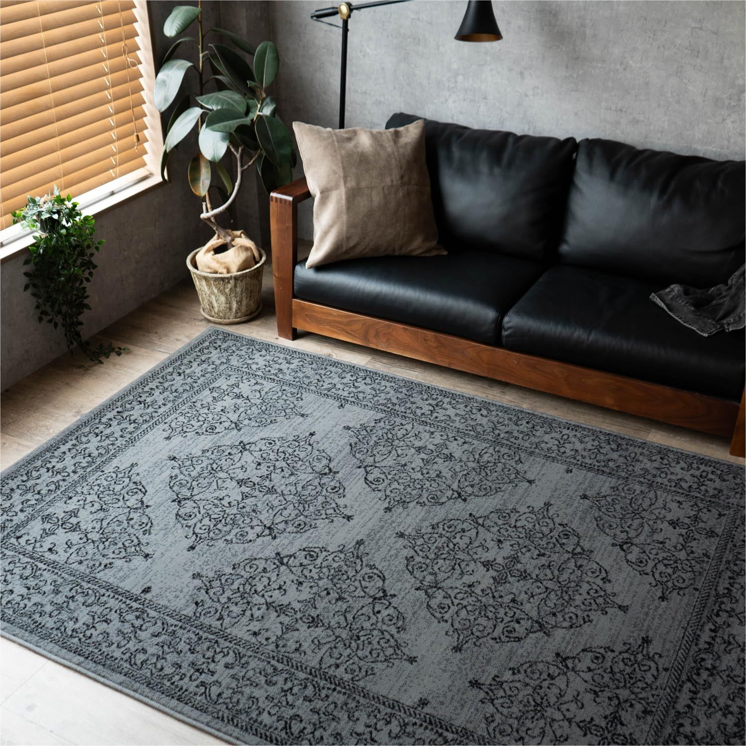 サヤンサヤン オーナメント ラグマット オーディン 140x200 1.5畳 グレー ベルギー製
