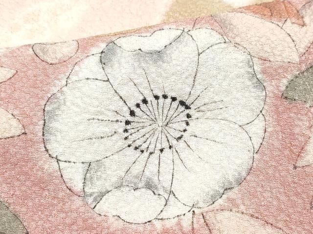 平和屋着物▽訪問着 単衣 夏虫 枝花文 暈し染め 金銀彩 正絹 逸品