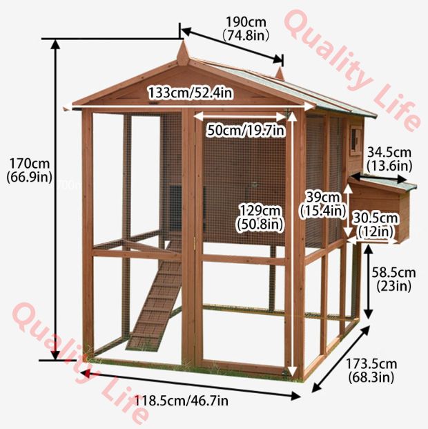 2 階建てのウサギ用ケージ 防水屋根付き屋内および屋外用ウサギ小屋 鶏 アヒル モルモット用の木製大型家禽用ケージ