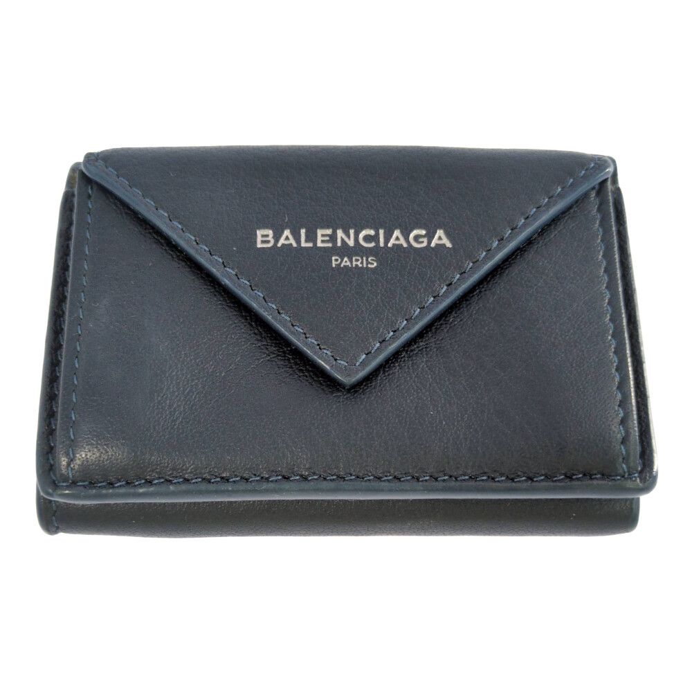 BALENCIAGA バレンシアガ ペーパーミニ･3つ折り財布|391446|ネイビー|翌日配送可 A メンズ レディース 591170