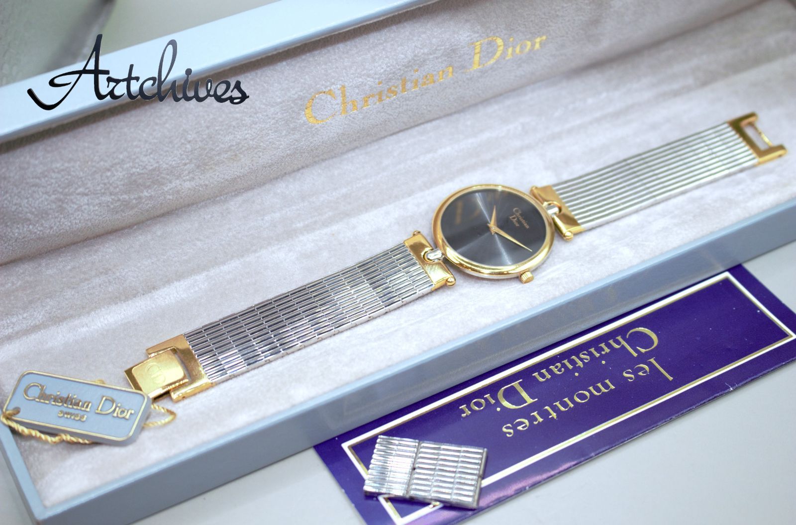 『VRW-351』☆時計☆Ｃhristian Ｄior (クリスチャンディオール)☆3026☆ラウンドフェイス BK文字盤 レディース クオーツ 腕時計☆稼動品☆