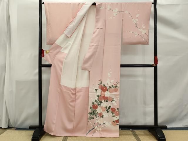 平和屋着物□訪問着 友禅 枝花文 暈し染め 正絹 逸品 AAAU3741gw  