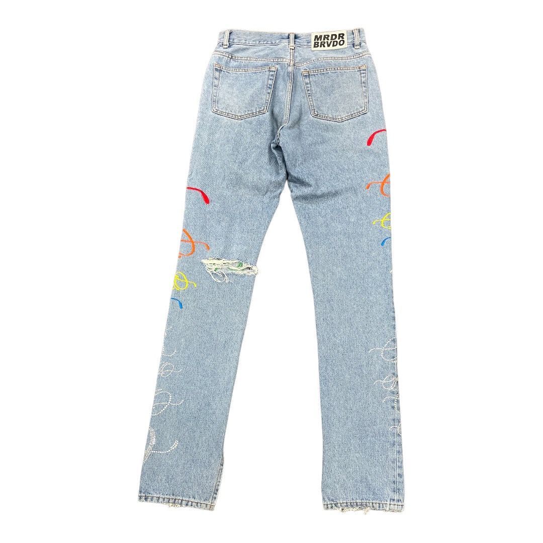 OFF-WHITE Ev Bravado Crystal Denim Jeans