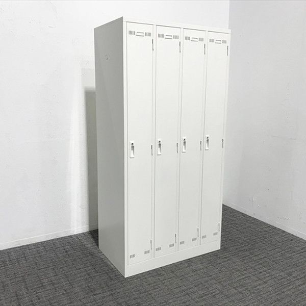 4人用ロッカー 鍵付き LEO型 ライオン事務器 ホワイト