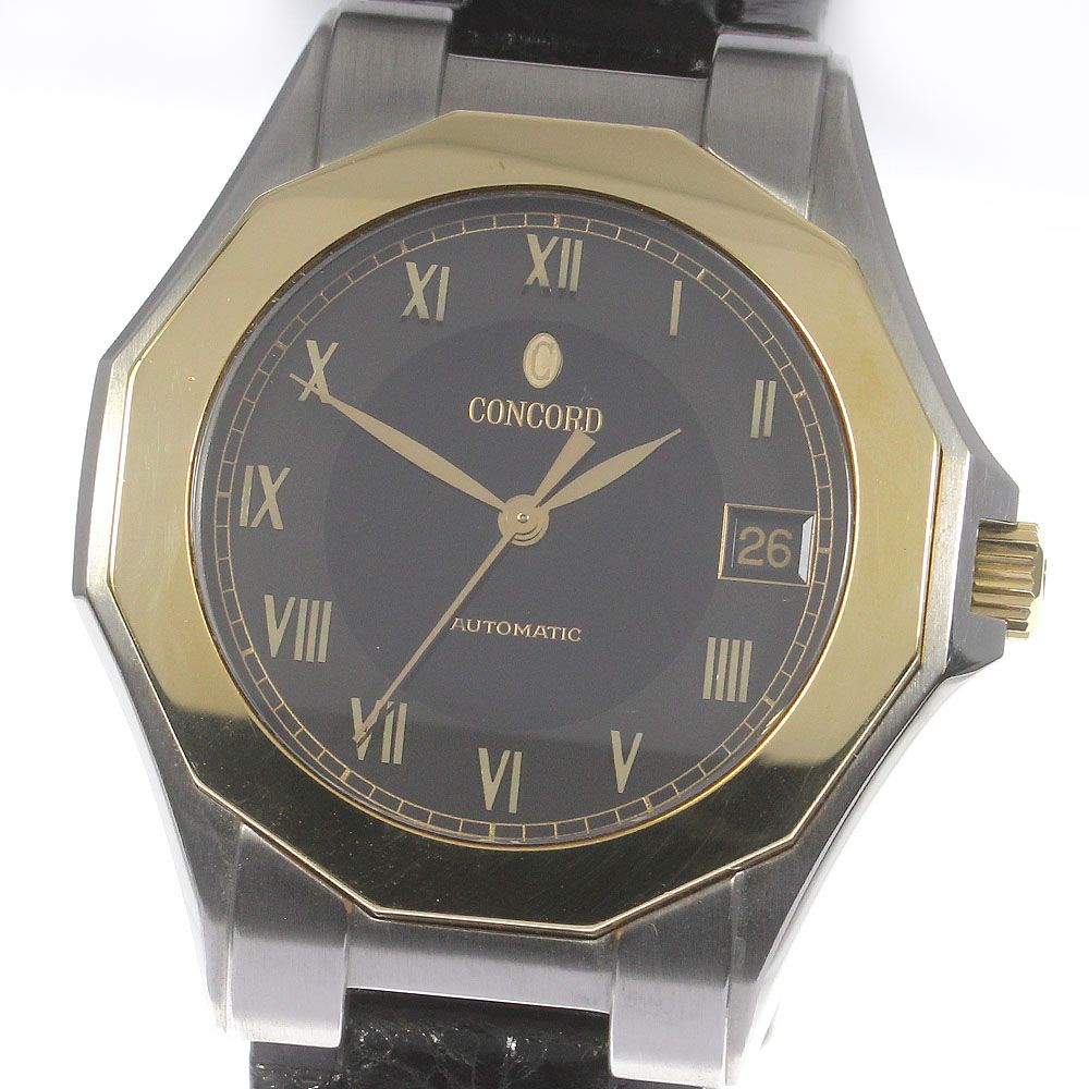 稼動品 CONCORD コンコルド サラトガ デイト 腕時計 黒文字盤