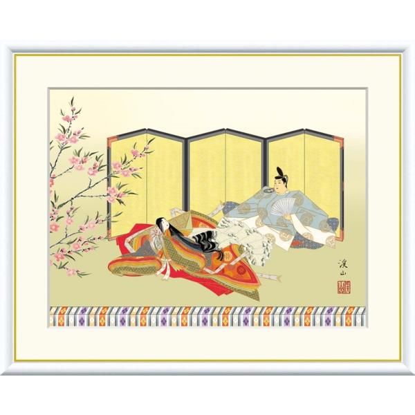高精細デジタル額装版画 現代日本画 節句画 桃の節句 「 歌仙雛 」 サイズ F6号