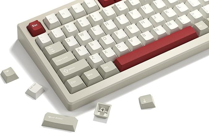 【在庫処分】Womier キーキャップ Cherryプロファイル 138キー PBT ダブルショットキーキャップ 60% 65% 75% 80% 100% Cherry Gateron MXスイッチ用キープラー付き メカニカルゲーミングキーボード グレ
