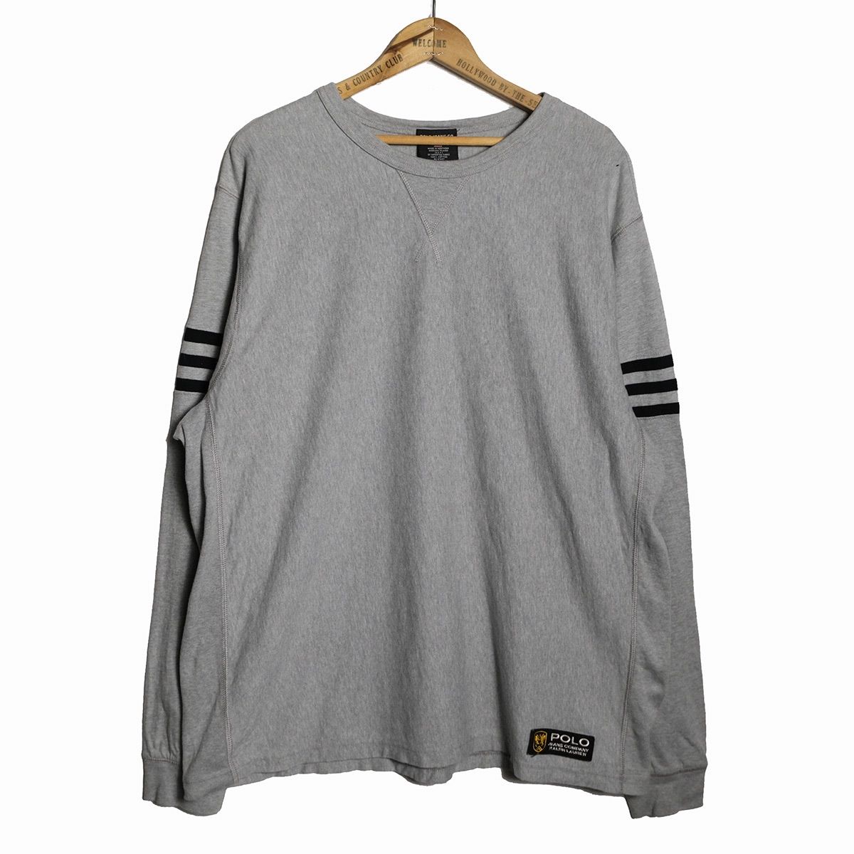 デッドストック 90's 00's ラルフローレン ポロジーンズ クルーネック コットン Tシャツ 長袖 (XXL) 霜降り灰 ロンT 90年代 旧タグ Y2K 未使用　アメリカ古着 USED  ビンテージ ヴィンテージ