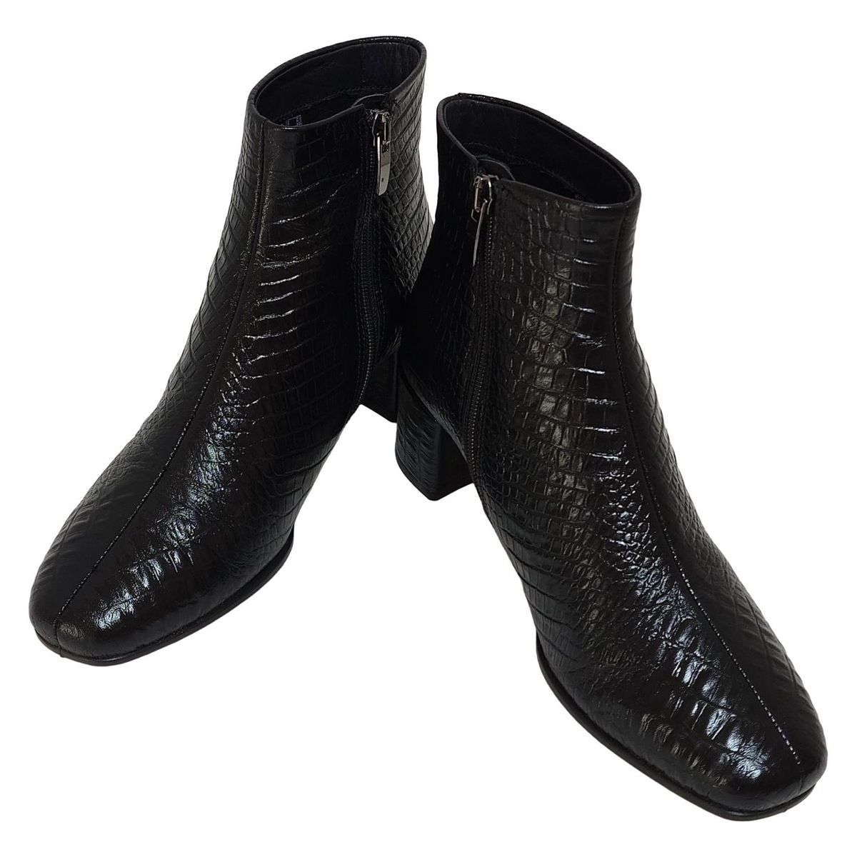 ECCO エコー ショートブーツ 35 レディース - 黒 型押し加工 レザー