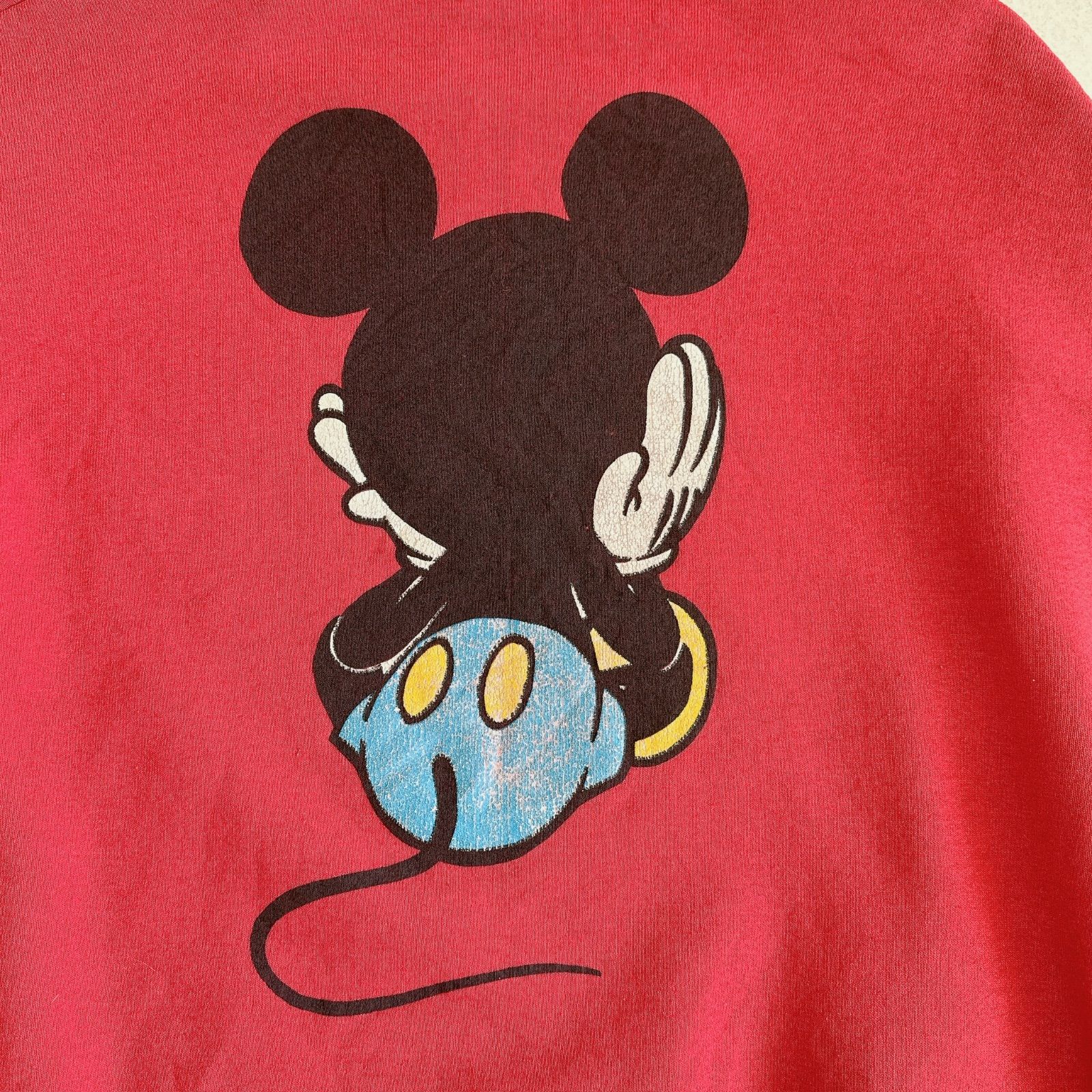 90s USA製 ディズニー 頬杖 ミッキー 両面プリント スウェット