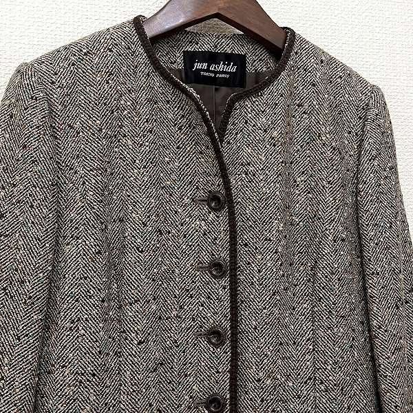 wnc ジュンアシダ junashida ジャケット 7 茶系 マルチ ツイード ノー