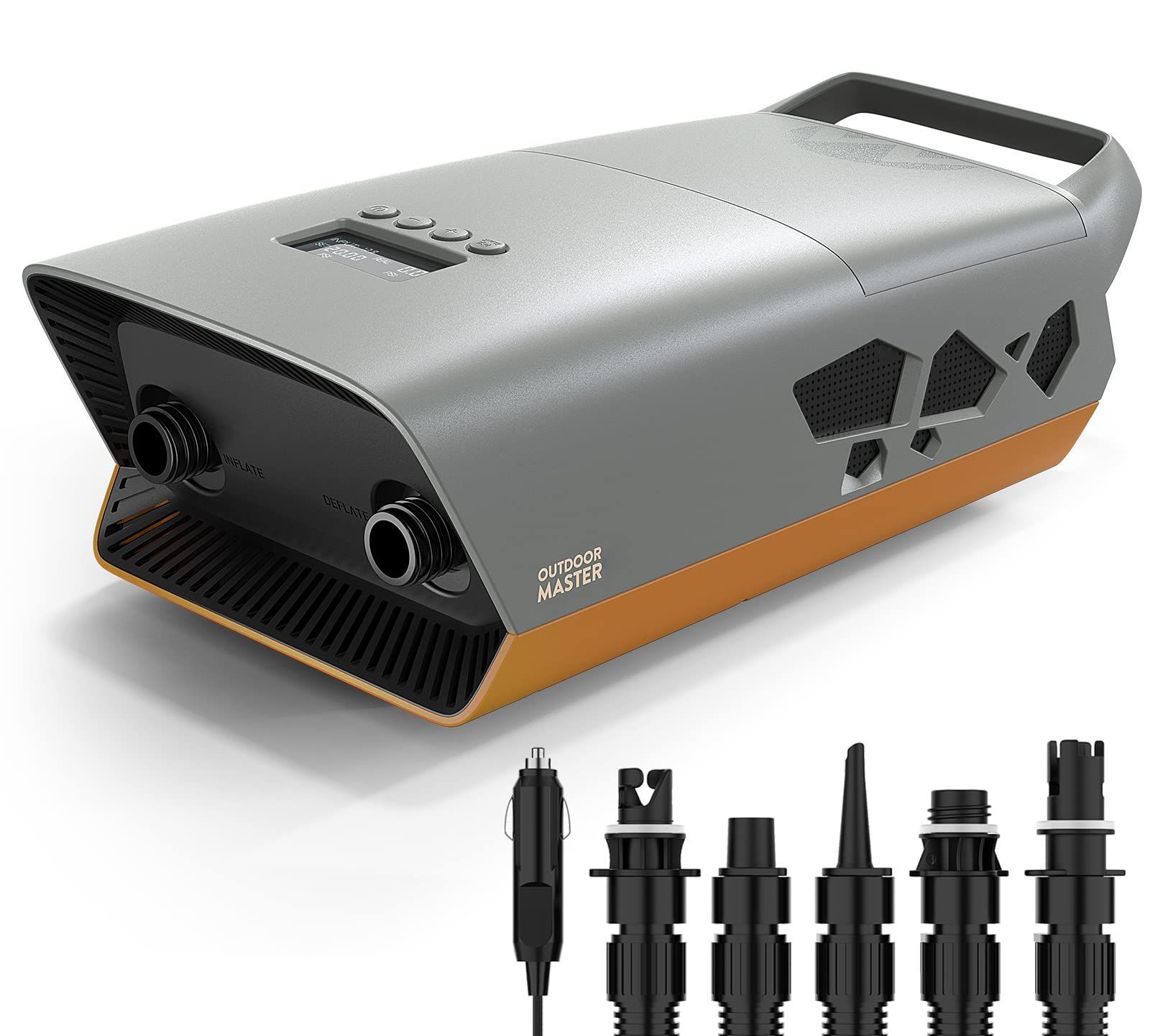 数量 電気高圧DC12V SUP用 インフレータブル 運転中操作 過熱保護 20psi 自動停止機能 液晶スクリーン 日光可読LCD 空気抜き 空気入れ OUTDOORMASTER電動エアーポンプ