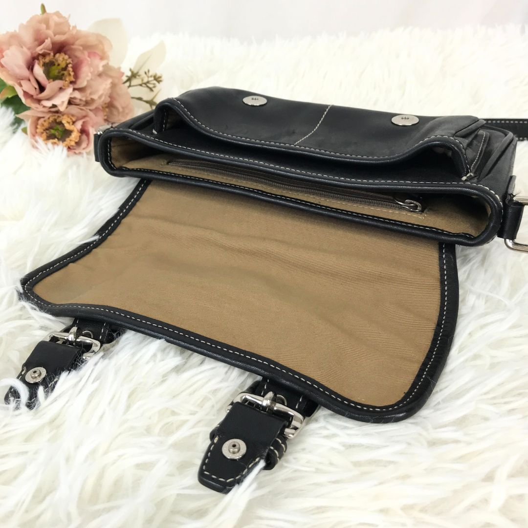 COACH コーチ ショルダーバッグ レザー 黒 ブラック 品番9355 斜め掛け