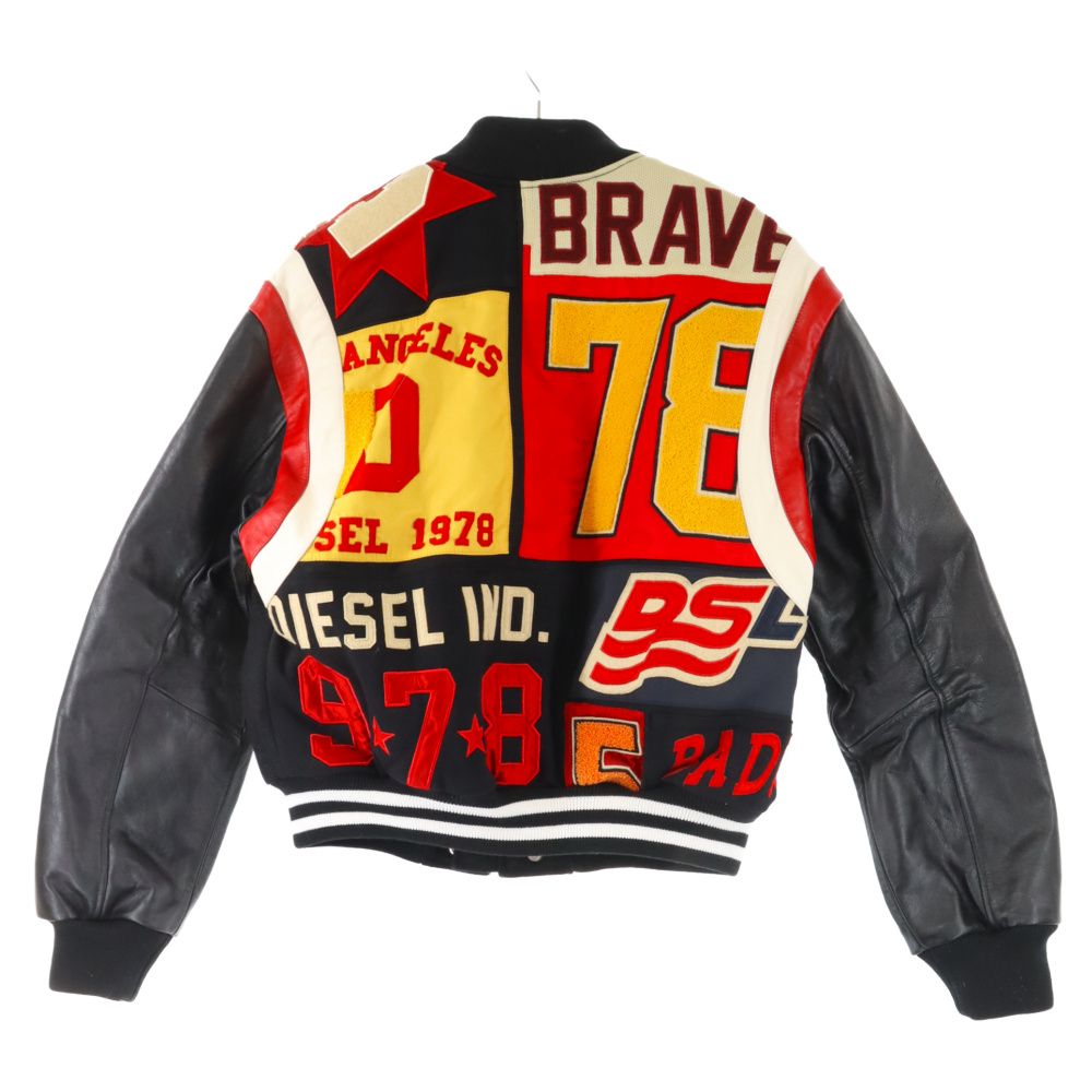 【美品】DIESEL ディーゼル スタジャン ワッペン レザー DIESEL (ディーゼル) 21AW L-Keir 袖レザージャケット ワッペン