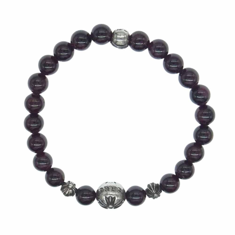 CHROME HEARTS クロムハーツ（原本無） ブレスレット BEAD クロスボール ビーズ ブレスレット 6mm ブラウン系 シルバー系【中古】