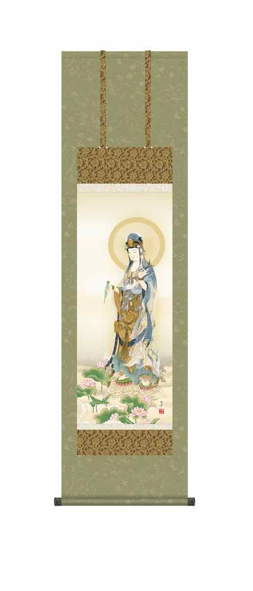 掛軸 掛け軸 仏画 行事飾り 十三佛 洛彩緞子丸表装 尺三 清水雲峰 三美会 化粧箱 h31-snk-kz1me1-j084