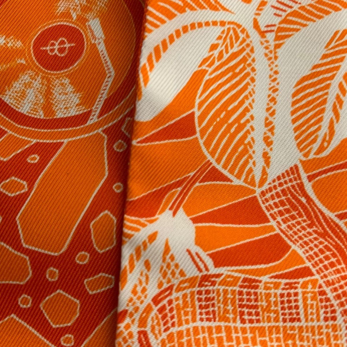 HERMES(エルメス) スカーフ美品 ツイリー オレンジ リボンスカーフ ...