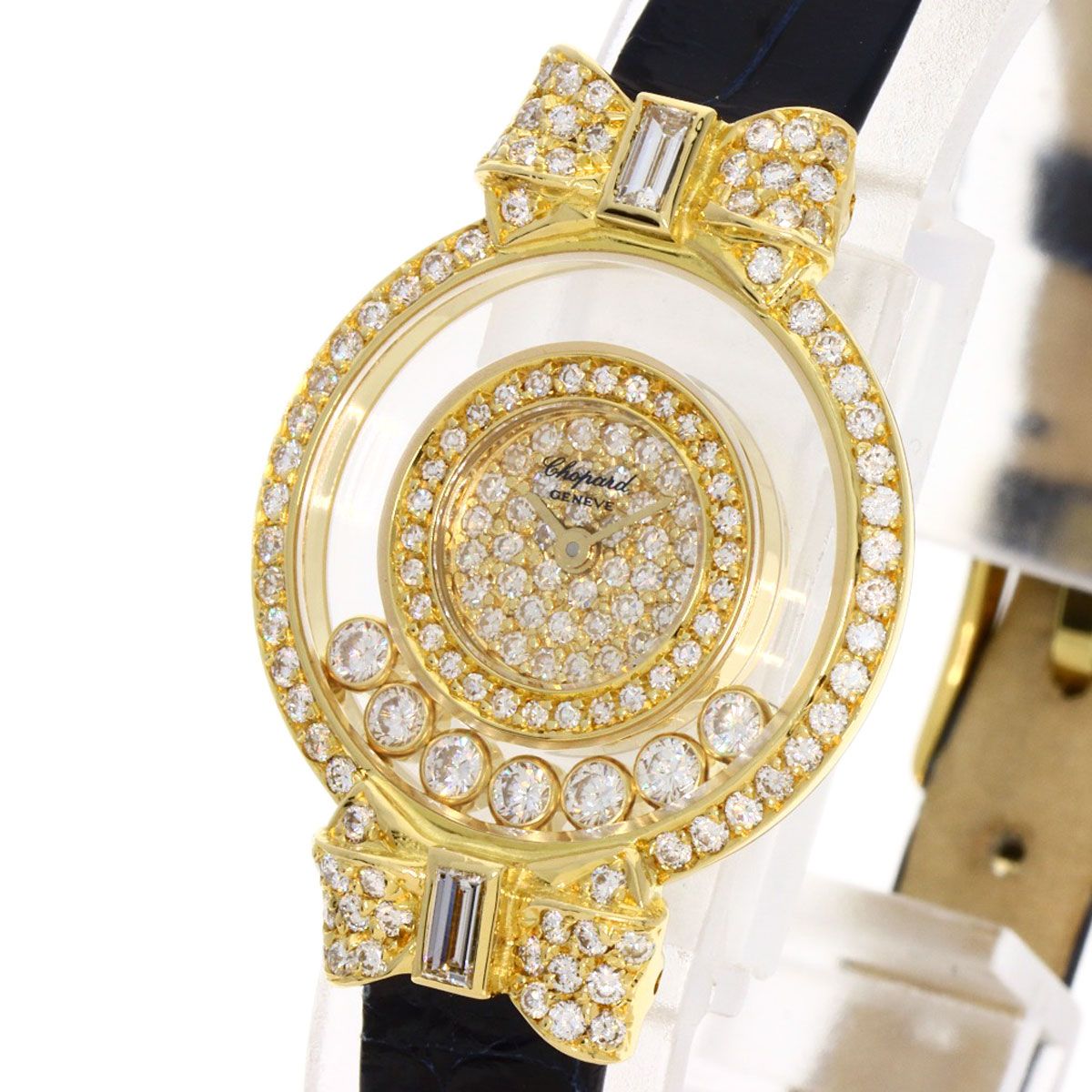 Chopard ショパール 20/5020 ハッピーダイヤモンド リボン メーカーコンプリート 腕時計 K18YG 革 レディース