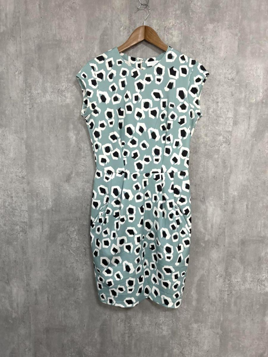 ESCADA エスカーダ 総柄 Aライン ワンピース sizeS|水色 ◆ レディース