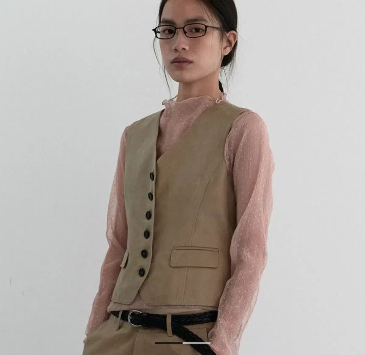 Majournee マゾネ suede slim detail vest