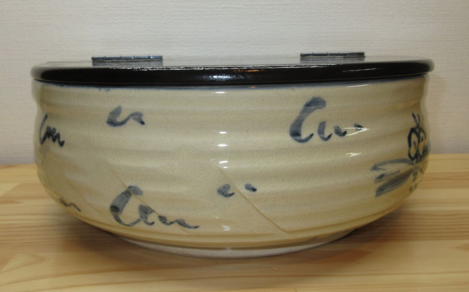 逢絢亭】茶道具 平水指 購入 美濃焼 安南トンボ 割蓋付 加藤五陶 紙箱入り