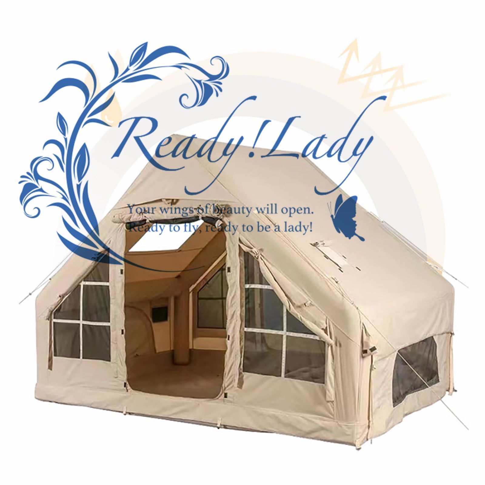 エアーテント 2～6人用 テント大型 キャンプテント 折りたたみ ハンドポンプ付 テント 4人用 幅260×奥260×高190cm エアーテント 簡単設営 電動