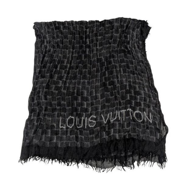 LOUIS VUITTON ダミエ メンズ用マフラー グレー/ブラック 5 ルイ