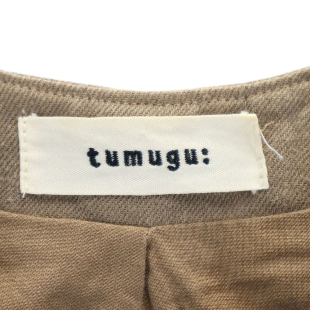 ツムグ リネン Vネック ベスト F アッシュブラウン tumugu