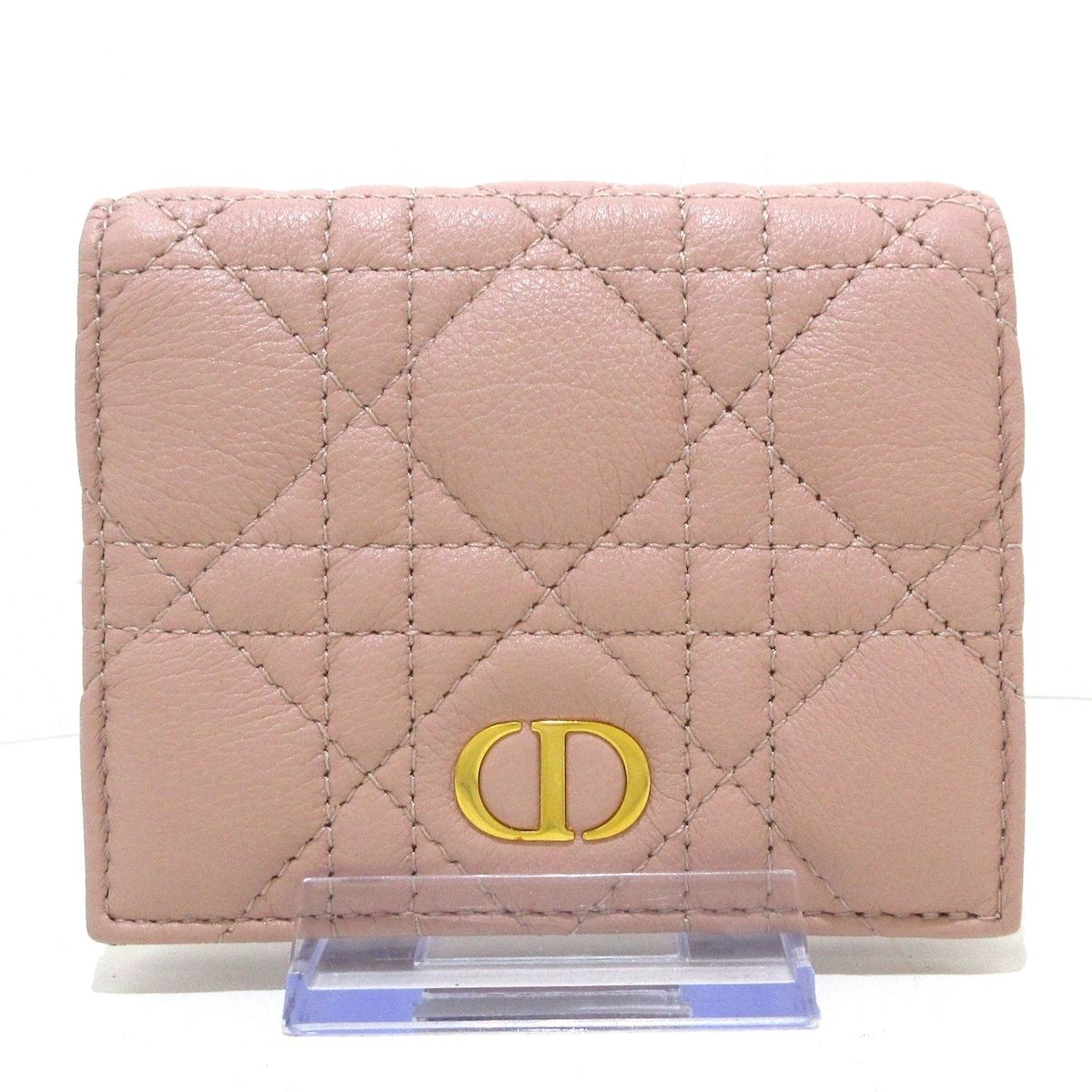 DIOR/ChristianDior(ディオール/クリスチャンディオール) 2つ折り財布美品 DIOR CARO ミニウォレット S5137URXU  M973 ピンクベージュ - メルカリ