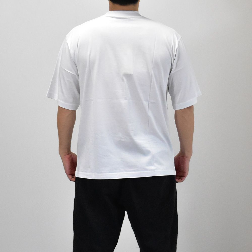 マルニ Tシャツ メンズ モックネック ロゴ 白 ネイビー シンプル 半袖