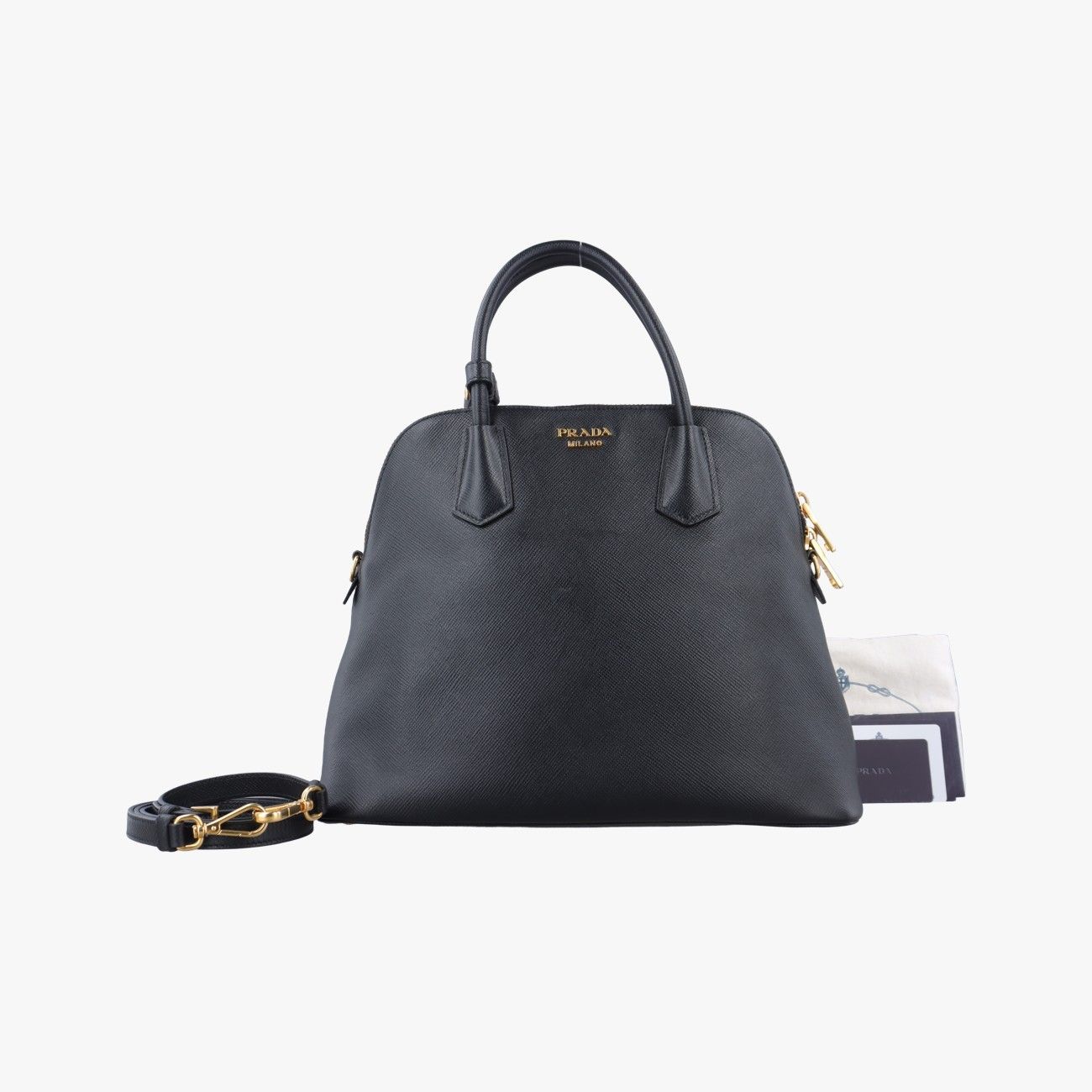 プラダPradaクイール トップ ハンドル ブラック サフィアーノレザー BL0902 117
