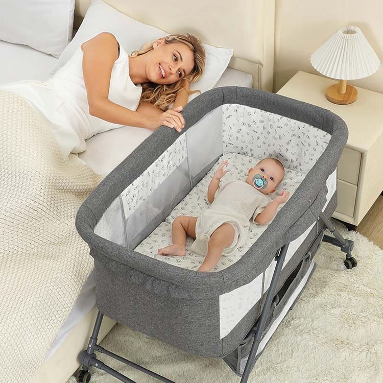 ベビーベッド 折り畳み 添い寝ベッド 折りたたみ ゆりかご キャスタ付き マットレス付 収納バッグ付き 蚊帳付 組み立て簡単 赤ちゃん おむつ替え プレイヤード 持ち運び pdd6173 ATMAENTERPRISE_COM