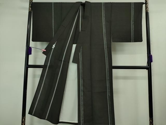 上 男性 訪問着 単衣 紬地 名物裂間道 黒地 kh 5