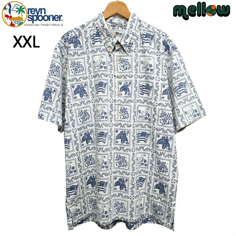 【Reyn Spooner】プルオーバーBDアロハシャツXXLリバースプリント レインスプーナー ハワイアン アロハシャツ ラハイナセイラー