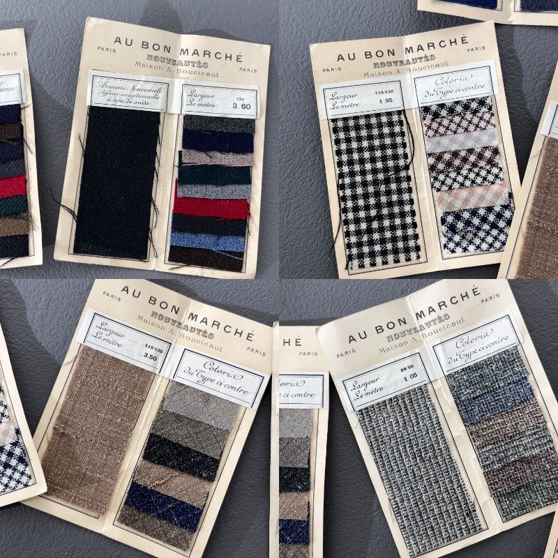 16点 アンティーク フランス AU BON MARCHE 生地 布 ジャンクジャーナル 紙もの
