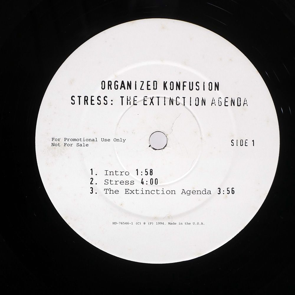見本盤 ブート UK盤 ORGANIZED KONFUSION|STRESS THE EXTINCTION AGENDA|HOLLYWOOD BASIC HD765461 LP