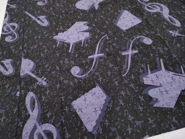 平和屋本店■上質な長襦袢　無双仕立て　楽器　音符　バレリーナ　黒地　やまと誂製　半衿刺繍　逸品　未使用　CYAA2513s5 平和屋本店□上質な長襦袢 無双仕立て 楽器 音符 バレリーナ 黒地