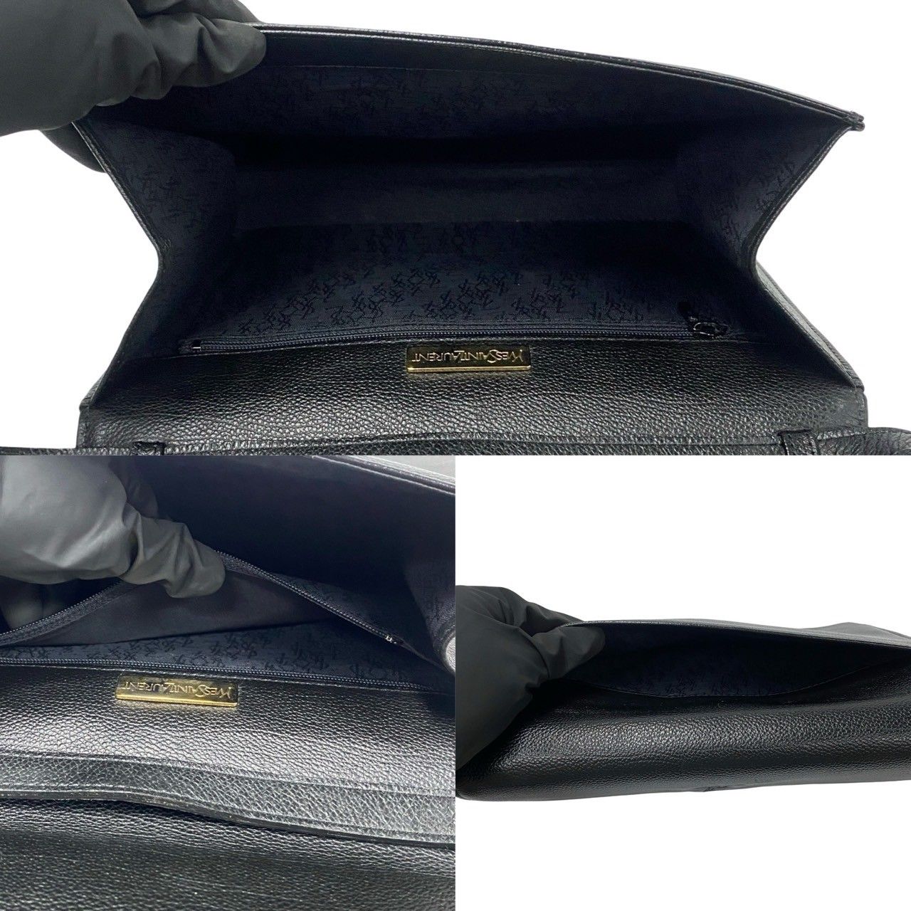 YSL イヴサンローラン ブラック 革ポシェット Yves Saint Laurent 極 美品 YVES SAINT LAURENT イヴ サン